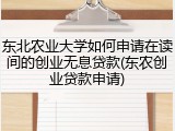 东北农业大学如何申请在读间的创业无息贷款(东农创业贷款申请)