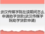 武汉传媒学院在读期间怎么申请助学贷款(武汉传媒学院助学贷款申请)