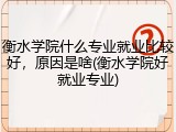 衡水学院什么专业就业比较好，原因是啥(衡水学院好就业专业)