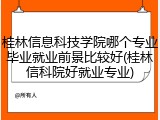 桂林信息科技学院哪个专业毕业就业前景比较好(桂林信科院好就业专业)