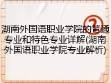 湖南外国语职业学院的普通专业和特色专业详解(湖南外国语职业学院专业解析)