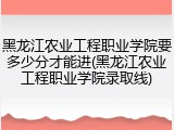 黑龙江农业工程职业学院要多少分才能进(黑龙江农业工程职业学院录取线)