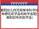 衡阳幼儿师范高等专科学校有哪些奖学金和助学金呢(衡阳幼专奖助学金)