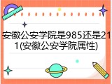 安徽公安学院是985还是211(安徽公安学院属性)