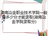 湖南冶金职业技术学院一般要多少分才能录取(湖南冶金学院录取分)