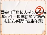 西安电子科技大学长安学院毕业生一般年薪多少钱(西电长安学院毕业生年薪)