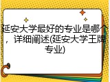 延安大学最好的专业是哪个，详细阐述(延安大学王牌专业)