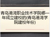 青岛港湾职业技术学院哪一年成立建校的(青岛港湾学院建校年份)
