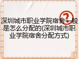 深圳城市职业学院宿舍一般是怎么分配的(深圳城市职业学院宿舍分配方式)