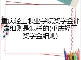重庆轻工职业学院奖学金评定细则是怎样的(重庆轻工奖学金细则)