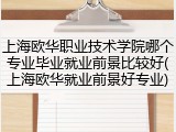 上海欧华职业技术学院哪个专业毕业就业前景比较好(上海欧华就业前景好专业)
