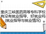 重庆三峡医药高等专科学校有没有就业指导，好就业吗(就业指导与就业情况)