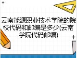云南能源职业技术学院的院校代码和邮编是多少(云南学院代码邮编)