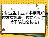 宁波卫生职业技术学院知名校友有哪些，校史介绍(宁波卫院知名校友)