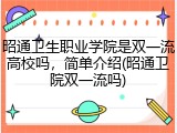 昭通卫生职业学院是双一流高校吗，简单介绍(昭通卫院双一流吗)