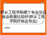 新乡工程学院哪个专业毕业就业前景比较好(新乡工程学院好就业专业)