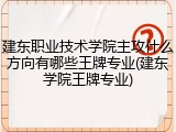 建东职业技术学院主攻什么方向有哪些王牌专业(建东学院王牌专业)