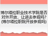 博尔塔拉职业技术学院是否对外开放，让进去参观吗？(博尔塔拉职院开放参观吗)