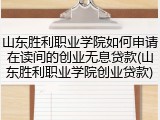 山东胜利职业学院如何申请在读间的创业无息贷款(山东胜利职业学院创业贷款)