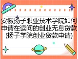安徽扬子职业技术学院如何申请在读间的创业无息贷款(扬子学院创业贷款申请)