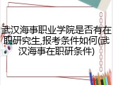 武汉海事职业学院是否有在职研究生,报考条件如何(武汉海事在职研条件)
