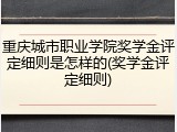 重庆城市职业学院奖学金评定细则是怎样的(奖学金评定细则)