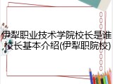 伊犁职业技术学院校长是谁,校长基本介绍(伊犁职院校)