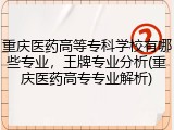 重庆医药高等专科学校有哪些专业，王牌专业分析(重庆医药高专专业解析)