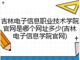 吉林电子信息职业技术学院官网是哪个网址多少(吉林电子信息学院官网)