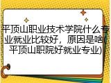 平顶山职业技术学院什么专业就业比较好，原因是啥(平顶山职院好就业专业)