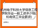 杭州电子科技大学信息工程学院毕业一般工资多少钱(杭电信工毕业薪资)