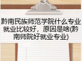 黔南民族师范学院什么专业就业比较好，原因是啥(黔南师院好就业专业)