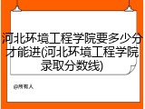 河北环境工程学院要多少分才能进(河北环境工程学院录取分数线)