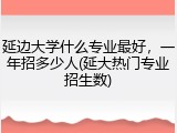 延边大学什么专业最好，一年招多少人(延大热门专业招生数)
