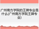 广州南方学院的王牌专业是什么(广州南方学院王牌专业)