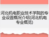 河北机电职业技术学院的专业设置概况介绍(河北机电专业概览)
