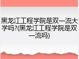 黑龙江工程学院是双一流大学吗?(黑龙江工程学院是双一流吗)