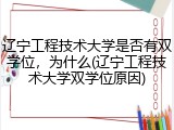 辽宁工程技术大学是否有双学位，为什么(辽宁工程技术大学双学位原因)