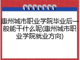 惠州城市职业学院毕业后一般能干什么呢(惠州城市职业学院就业方向)
