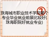 珠海城市职业技术学院哪个专业毕业就业前景比较好(珠海职院好就业专业)