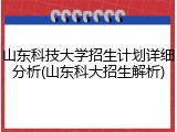 山东科技大学招生计划详细分析(山东科大招生解析)