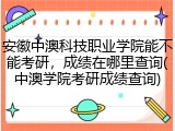 安徽中澳科技职业学院能不能考研，成绩在哪里查询(中澳学院考研成绩查询)