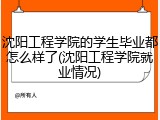 沈阳工程学院的学生毕业都怎么样了(沈阳工程学院就业情况)