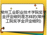 常州工业职业技术学院奖学金评定细则是怎样的(常州工院奖学金评定细则)