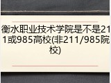 衡水职业技术学院是不是211或985高校(非211/985院校)