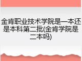 金肯职业技术学院是一本还是本科第二批(金肯学院是二本吗)