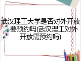 武汉理工大学是否对外开放，要预约吗(武汉理工对外开放需预约吗)