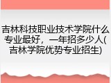 吉林科技职业技术学院什么专业最好，一年招多少人(吉林学院优势专业招生)