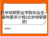 北京培黎职业学院毕业生一般年薪多少钱(北京培黎薪资)