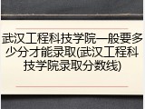 武汉工程科技学院一般要多少分才能录取(武汉工程科技学院录取分数线)
